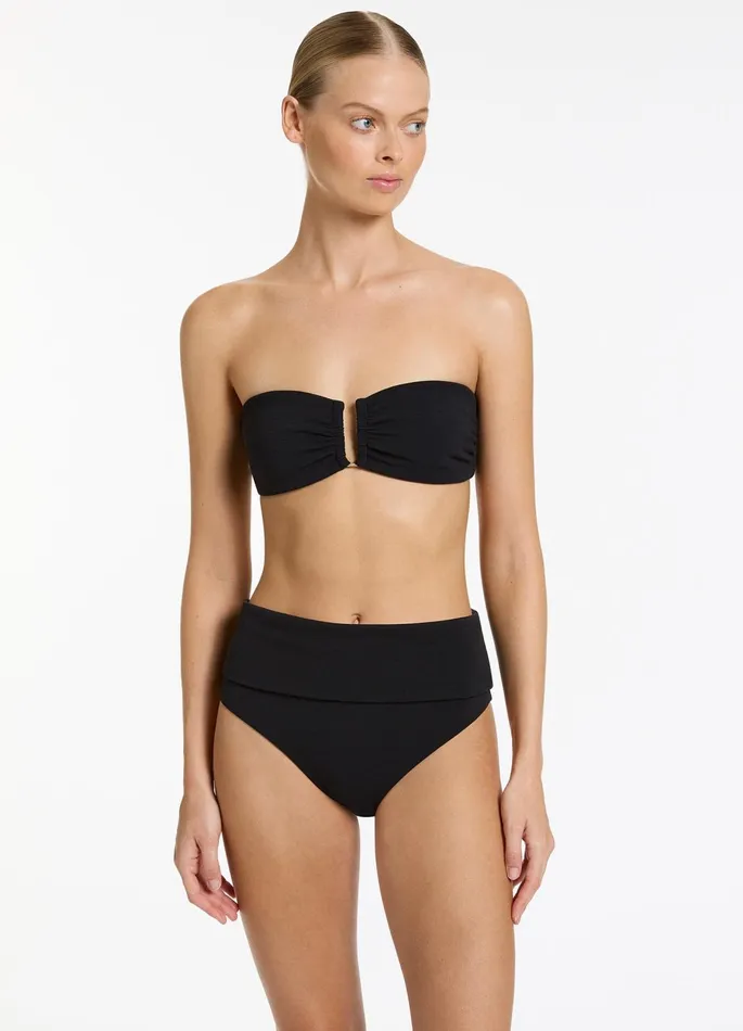 Isla Rib U Trim Bandeau Bikini Top Black Women JETS Australia Bandeau Bikini Tops