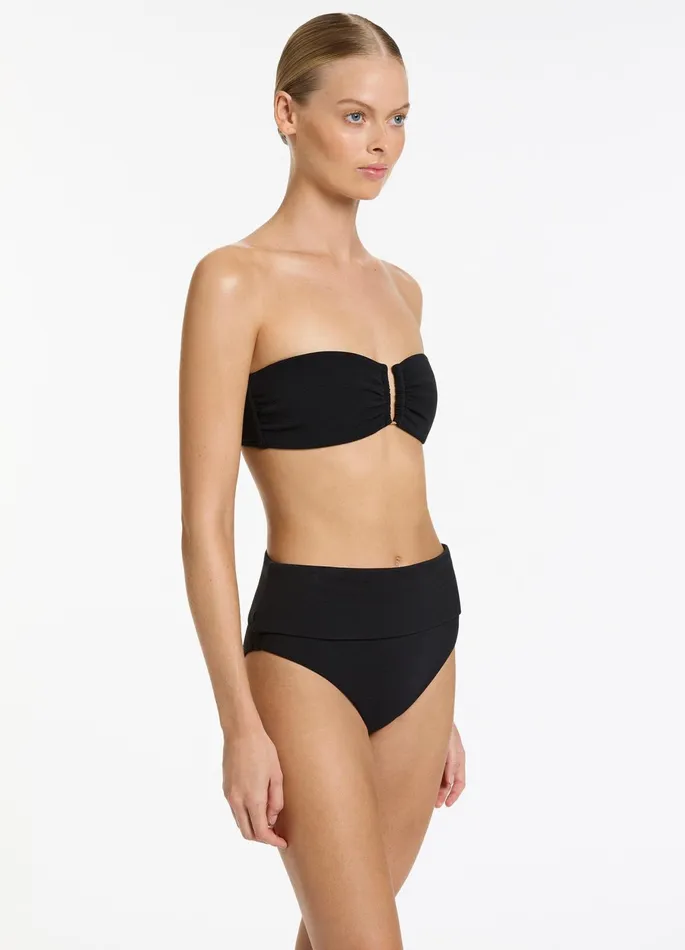 Isla Rib U Trim Bandeau Bikini Top Black Women JETS Australia Bandeau Bikini Tops