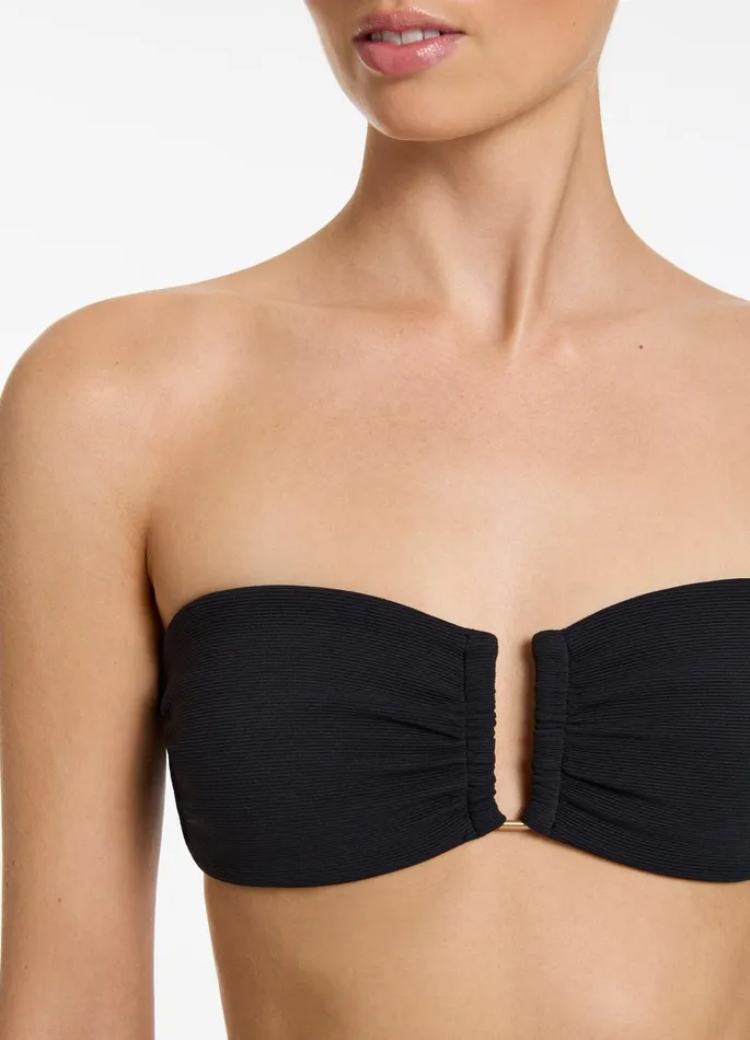 Isla Rib U Trim Bandeau Bikini Top Black Women JETS Australia Bandeau Bikini Tops