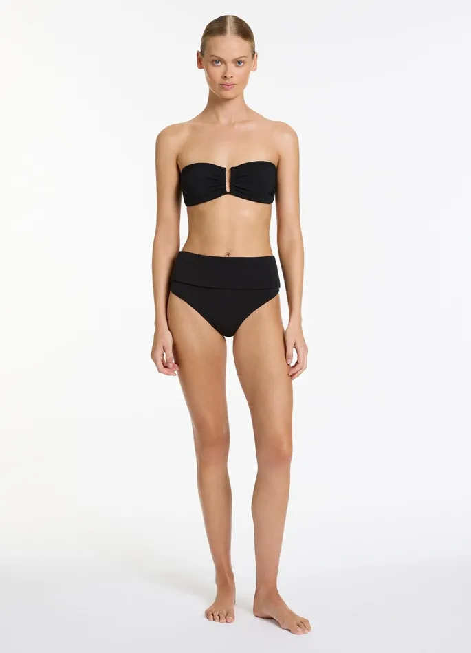 Isla Rib U Trim Bandeau Bikini Top Black Women JETS Australia Bandeau Bikini Tops