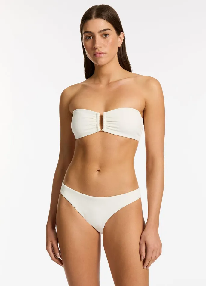 Isla Rib U Trim Bandeau Bikini Top Cream Women JETS Australia Bandeau Bikini Tops