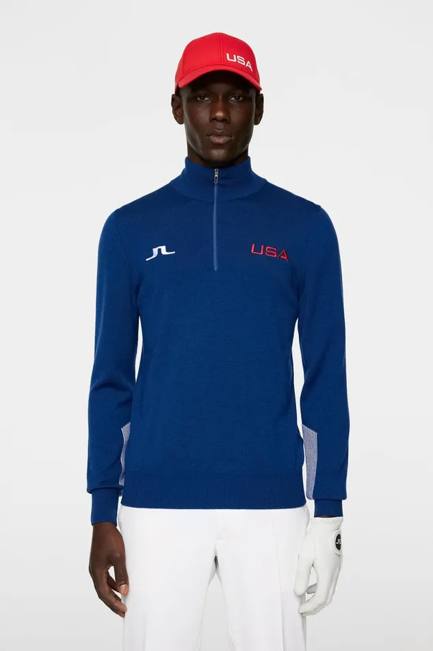 JLindeberg Knitwear Men Nathaniel Half Zip Sweater