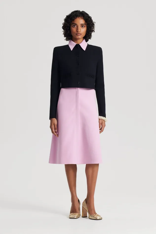 Jackets Scanlan Theodore Women CREPE KNIT DAISY CROP JACKET BLACK