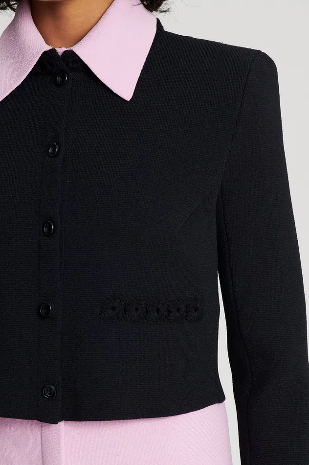 Jackets Scanlan Theodore Women CREPE KNIT DAISY CROP JACKET BLACK