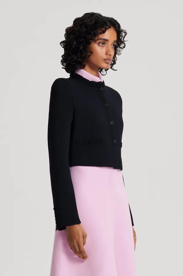 Jackets Scanlan Theodore Women CREPE KNIT DAISY CROP JACKET BLACK