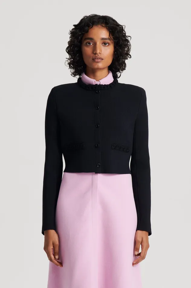 Jackets Scanlan Theodore Women CREPE KNIT DAISY CROP JACKET BLACK