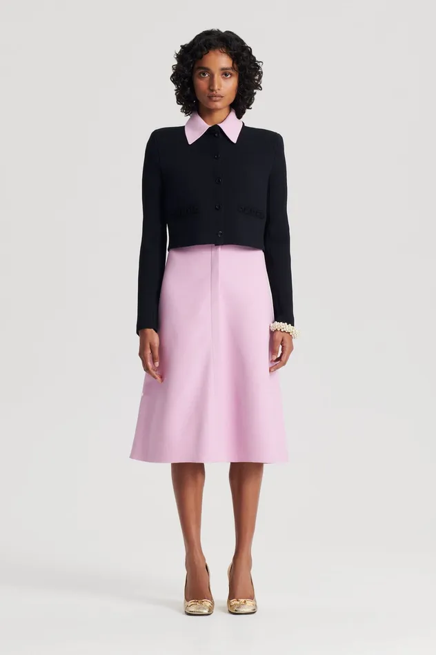 Jackets Scanlan Theodore Women CREPE KNIT DAISY CROP JACKET BLACK