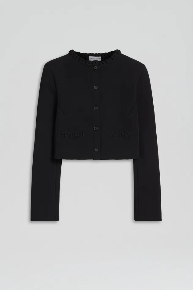 Jackets Scanlan Theodore Women CREPE KNIT DAISY CROP JACKET BLACK