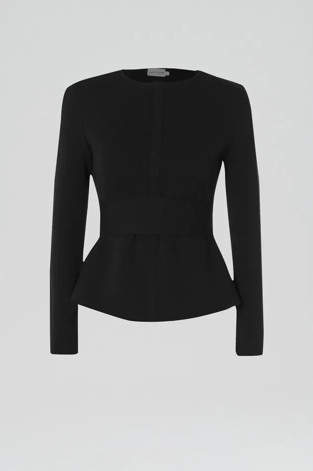 Jackets Women CREPE KNIT CURVED HEM JACKET BLACK Scanlan Theodore Jackets Women CREPE KNIT CURVED HEM JACKET BLACK Scanlan Theodore