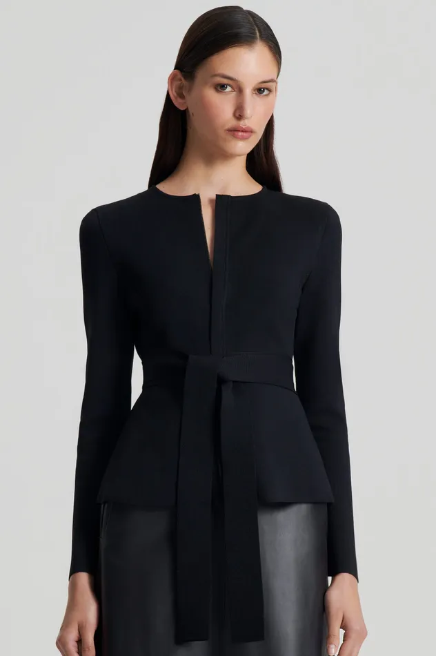 Jackets Women CREPE KNIT CURVED HEM JACKET BLACK Scanlan Theodore Jackets Women CREPE KNIT CURVED HEM JACKET BLACK Scanlan Theodore