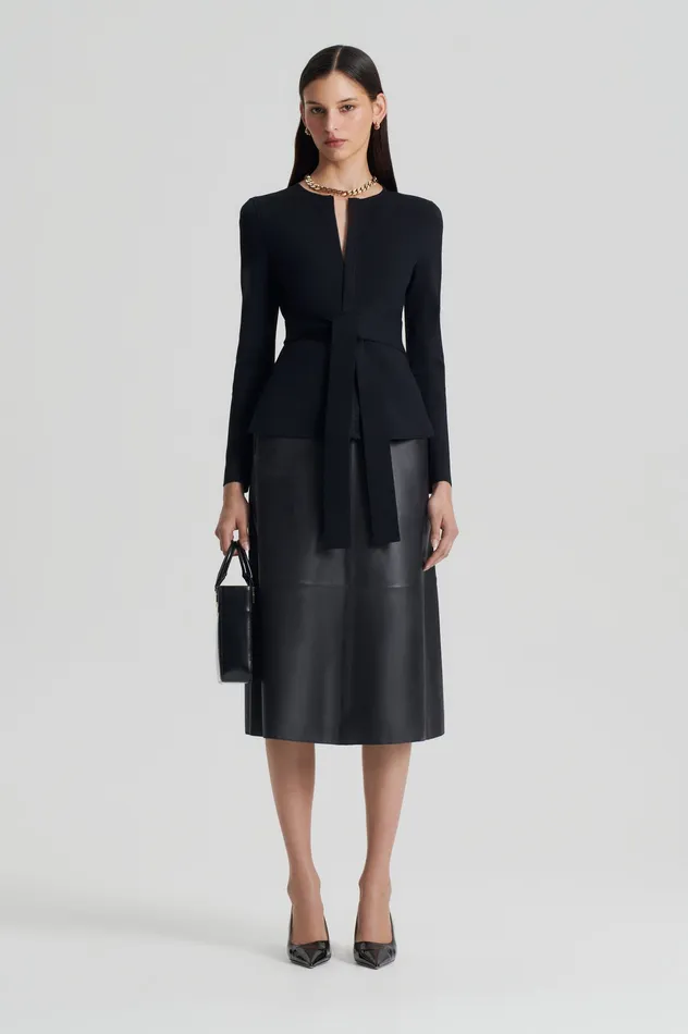 Jackets Women CREPE KNIT CURVED HEM JACKET BLACK Scanlan Theodore Jackets Women CREPE KNIT CURVED HEM JACKET BLACK Scanlan Theodore