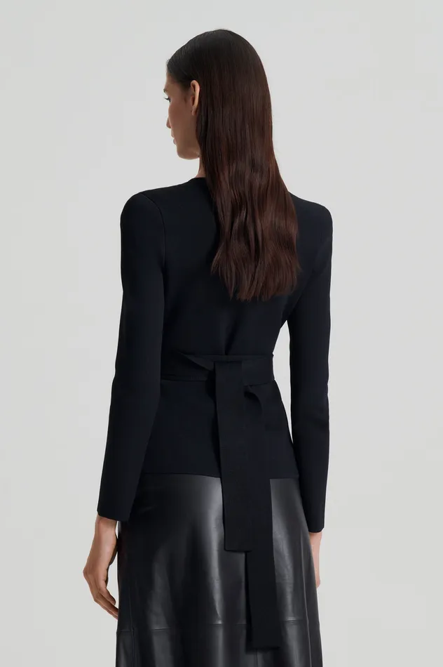 Jackets Women CREPE KNIT CURVED HEM JACKET BLACK Scanlan Theodore Jackets Women CREPE KNIT CURVED HEM JACKET BLACK Scanlan Theodore