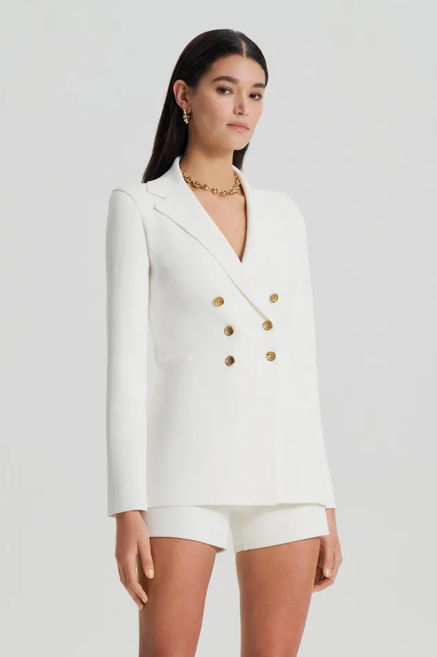Jackets Women Scanlan Theodore CREPE KNIT GOLD BUTTON JACKET CREAM