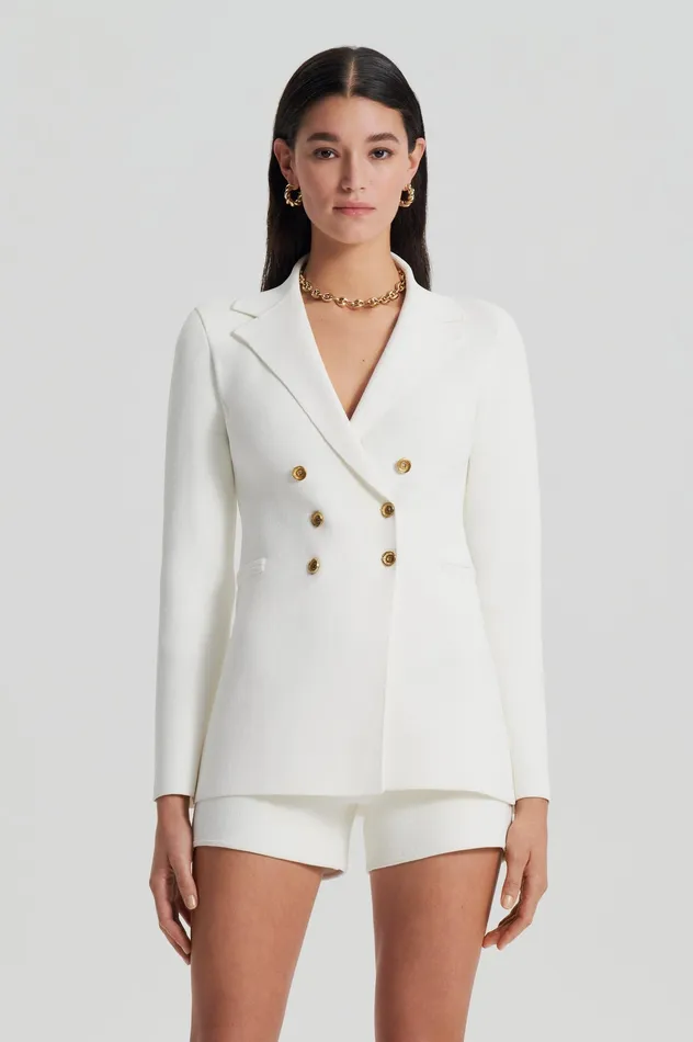 Jackets Women Scanlan Theodore CREPE KNIT GOLD BUTTON JACKET CREAM