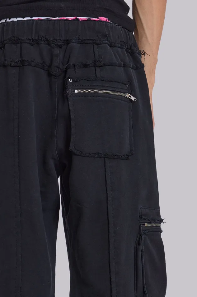 Jaded London Loungewear Men Black Shift Cargo Joggers