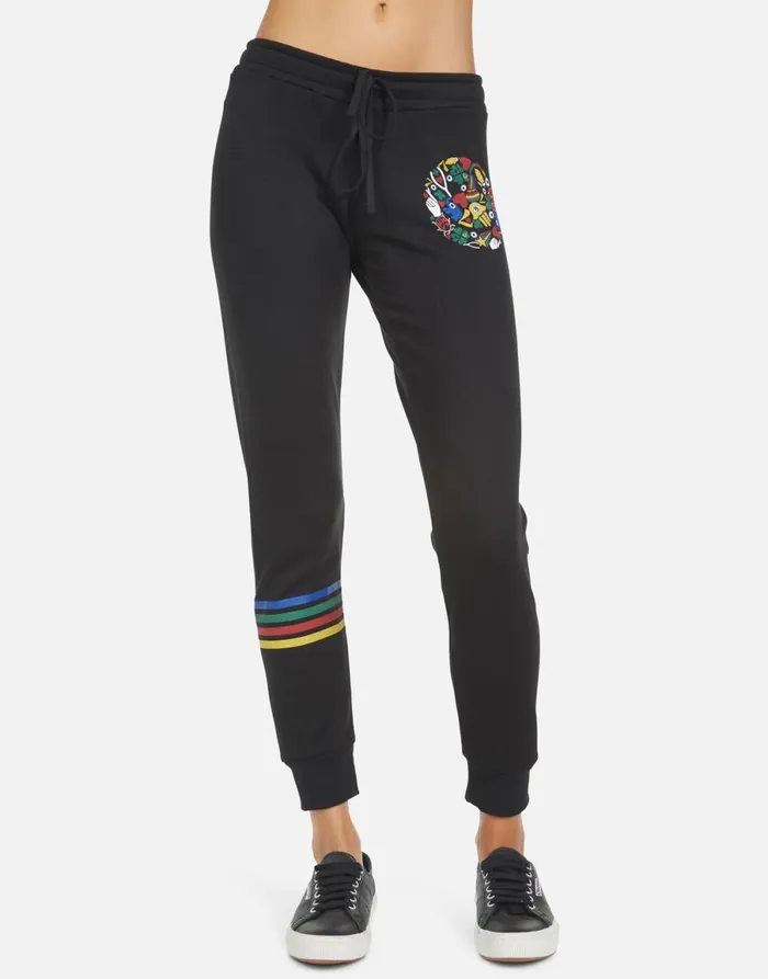 Jess Lucky Happy Face Black Women039s Lauren Moshi Long Sweatpants