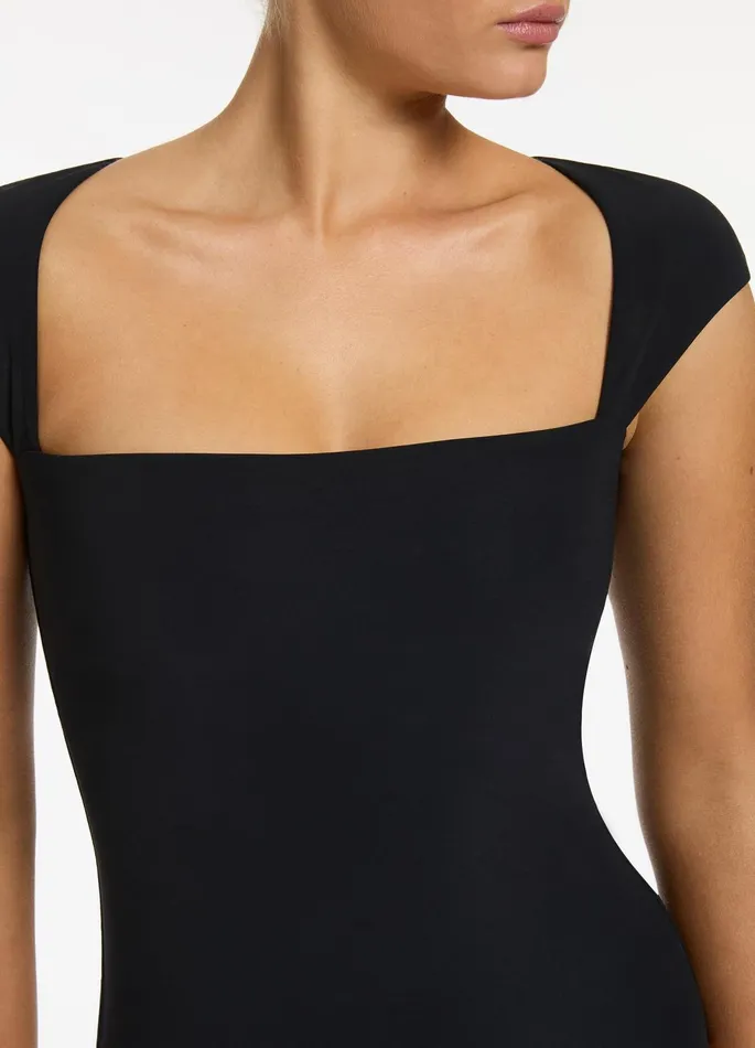 Jetset Cap Sleeve One Piece Black Women JETS Australia Square Neck One Piece
