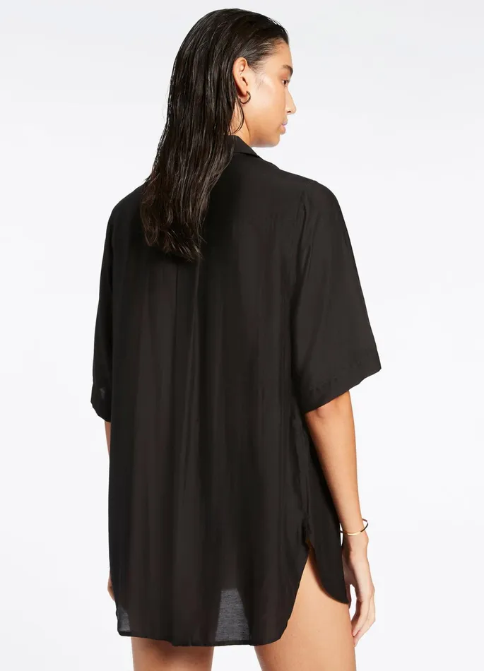 Jetset Short Sleeve Shirt Black Women JETS Australia Shirts and Tops