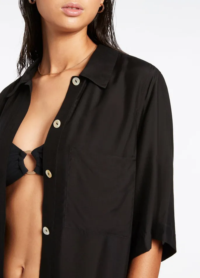 Jetset Short Sleeve Shirt Black Women JETS Australia Shirts and Tops