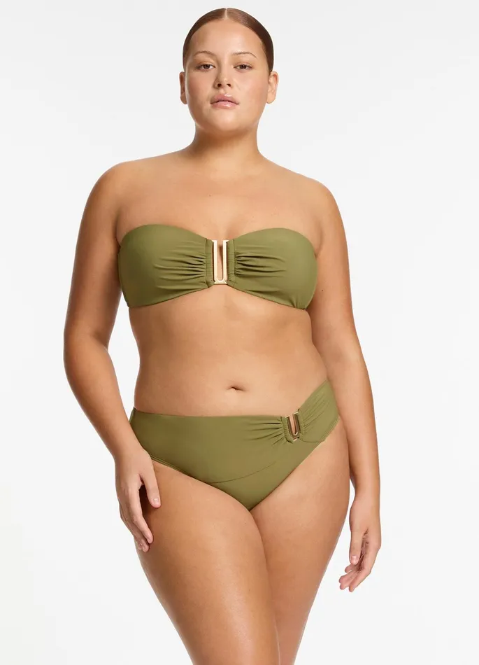 Jetset U Trim Mid Pant Moss Women JETS Australia Mid Rise Bikini Bottoms
