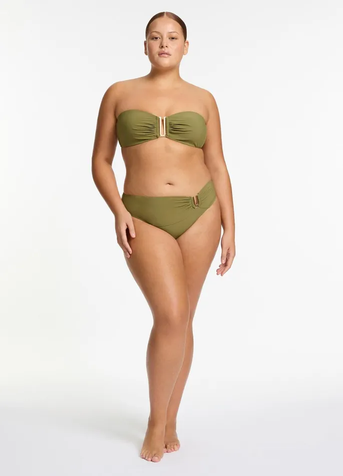 Jetset U Trim Mid Pant Moss Women JETS Australia Mid Rise Bikini Bottoms