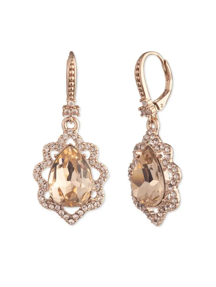 Jewelry Marchesa Earrings Poised Rose Drop Earring Rose Gold