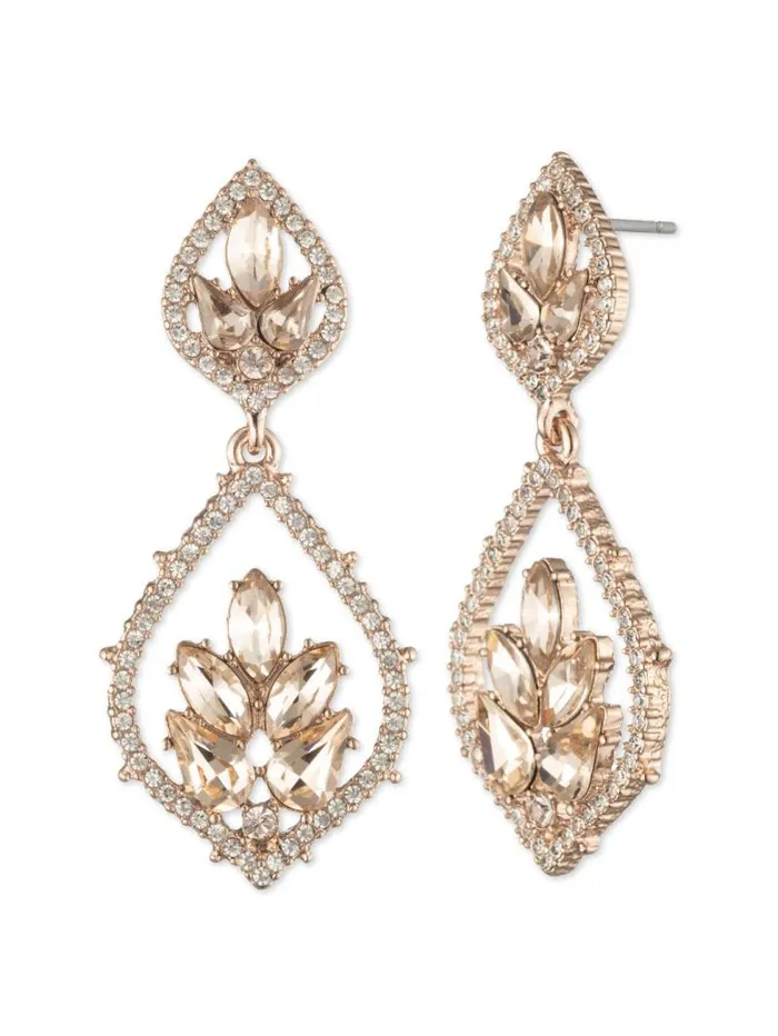 Jewelry Marchesa Earrings Poised Rose Large Drop Earring Rose Gold
