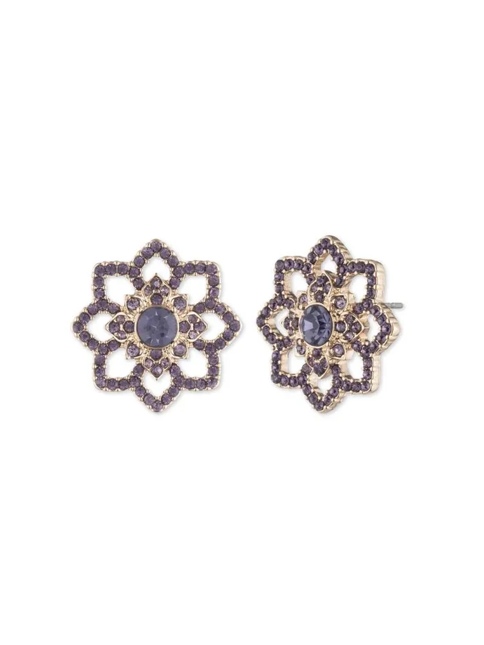 Jewelry Marchesa Earrings Tanzanite Lace Floral Button Tanzanite