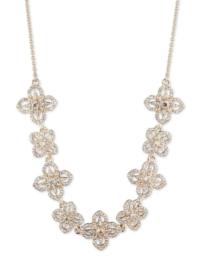 Jewelry Marchesa Necklaces Gold Lace Floral Necklace Gold