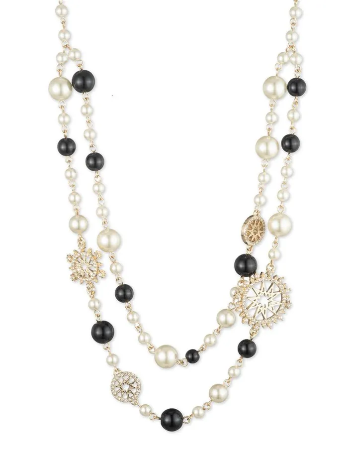 Jewelry Marchesa Necklaces Pearl Collar Necklace Black