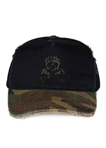 Jilly Crystal Crossbone Skull Black Camo Women039s Lauren Moshi Hats