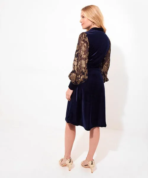 Joebrowns Celeste Stretch Velvet Dress Navy Apparel Dresses