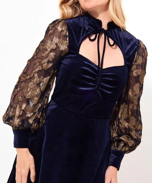 Joebrowns Celeste Stretch Velvet Dress Navy Apparel Dresses