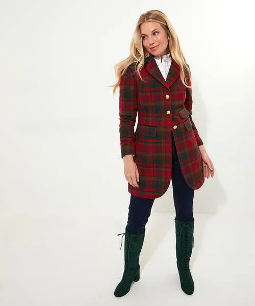 Joebrowns Coats and Jackets Apparel Camilla Checked Longline Coat Red