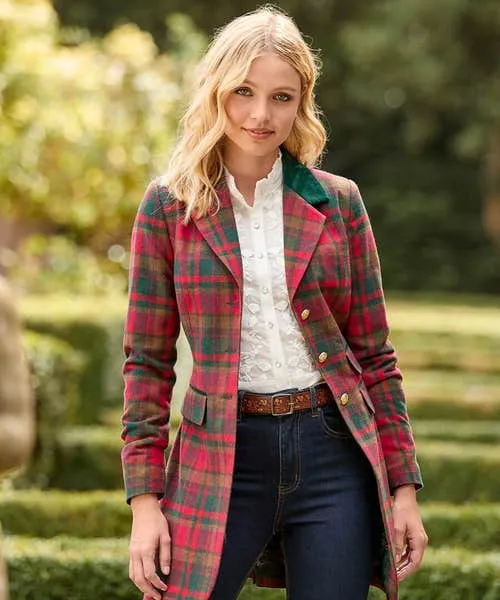 Joebrowns Coats and Jackets Apparel Camilla Checked Longline Coat Red