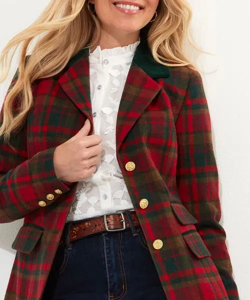 Joebrowns Coats and Jackets Apparel Camilla Checked Longline Coat Red