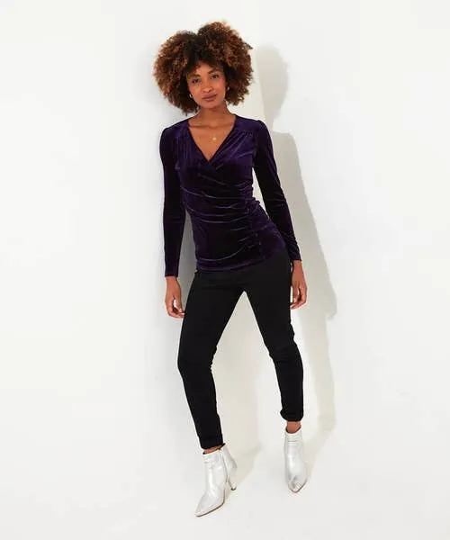 Joebrowns Tops Tunics and Blouses Apparel Glamorous Velour Wrap Top PurpleTeal Joebrowns Tops Tunics and Blouses Apparel Glamorous Velour Wrap Top PurpleTeal