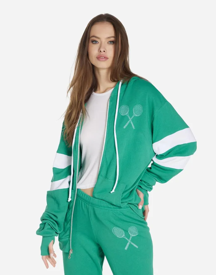 Jonna Moshi Tennis Club Teal Green White Women039s Lauren Moshi Hoodies