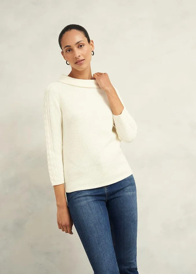 Jumpers and Cardigans Women HOBBS Camilla Cotton Jumper Warm Ivory