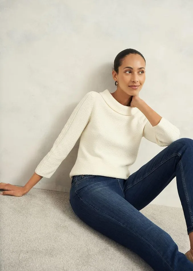 Jumpers and Cardigans Women HOBBS Camilla Cotton Jumper Warm Ivory