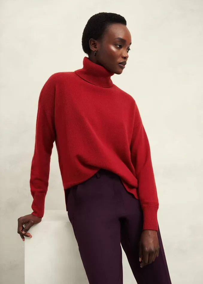 Jumpers and Cardigans Women HOBBS Delora Cashmere Roll Neck Jumper Pomegranate Red