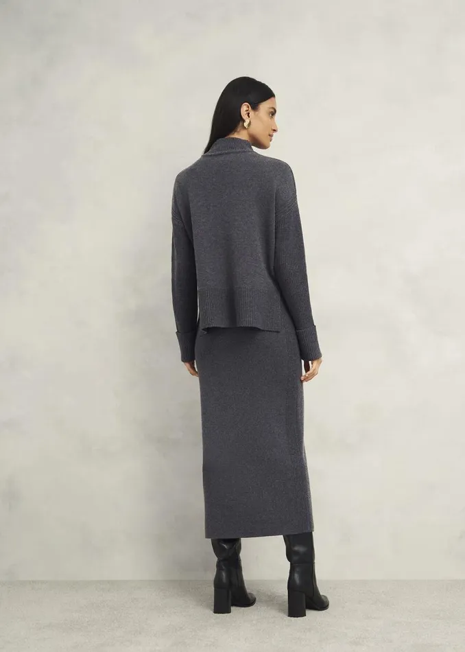 Jumpers and Cardigans Women HOBBS Gaskell Coord Wool Cotton Jumper Dark Grey Marl
