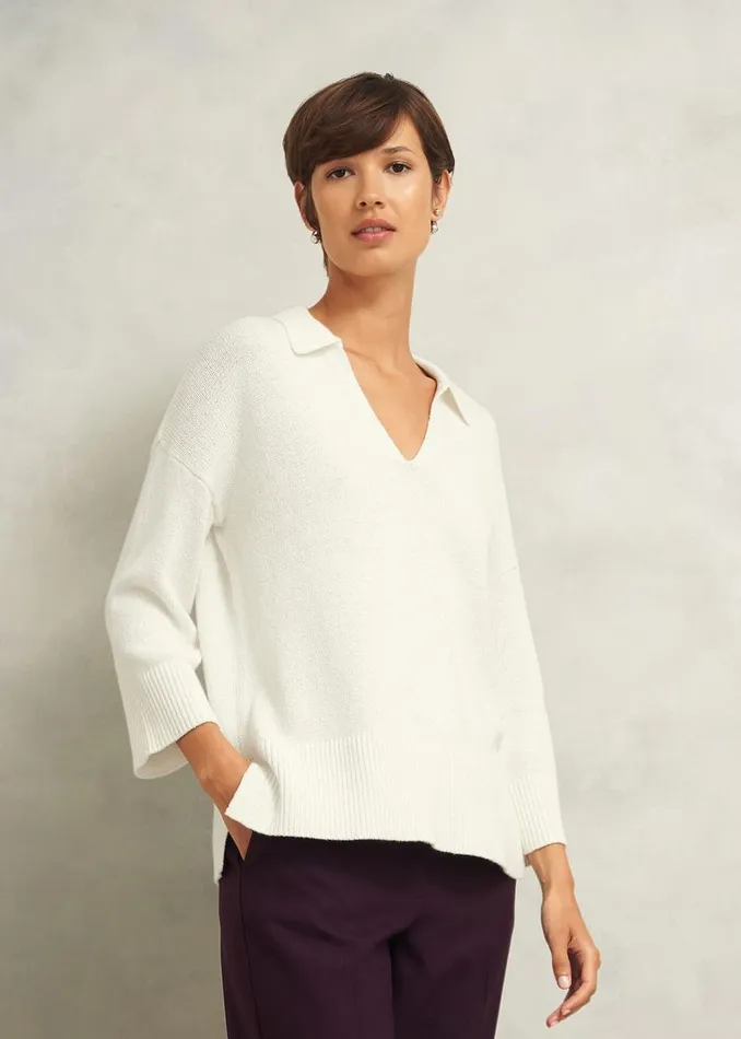 Jumpers and Cardigans Women HOBBS Madelyn Cotton Blend Jumper Warm Ivory