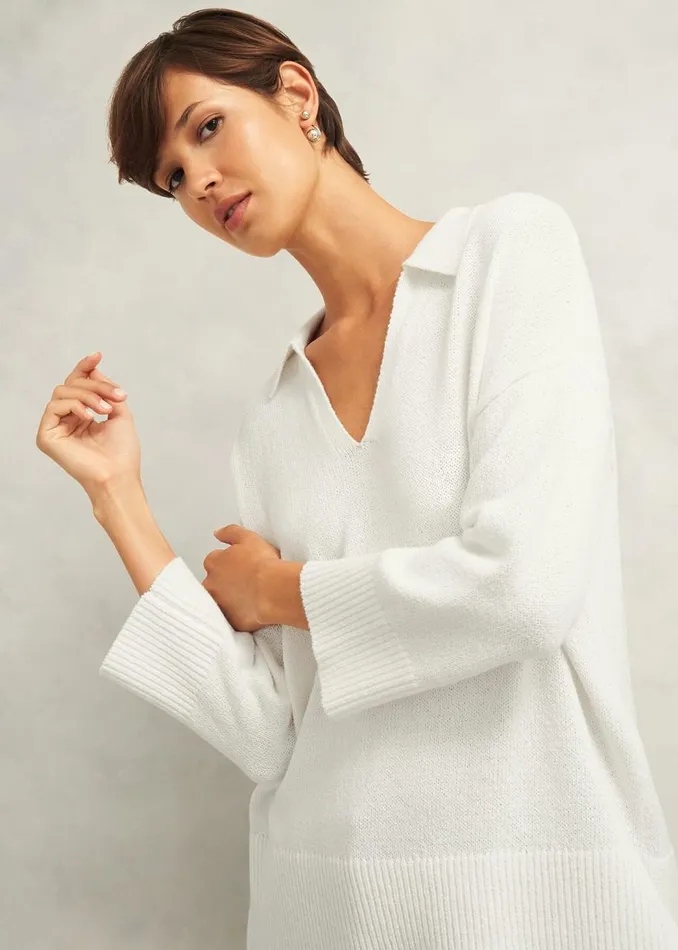 Jumpers and Cardigans Women HOBBS Madelyn Cotton Blend Jumper Warm Ivory