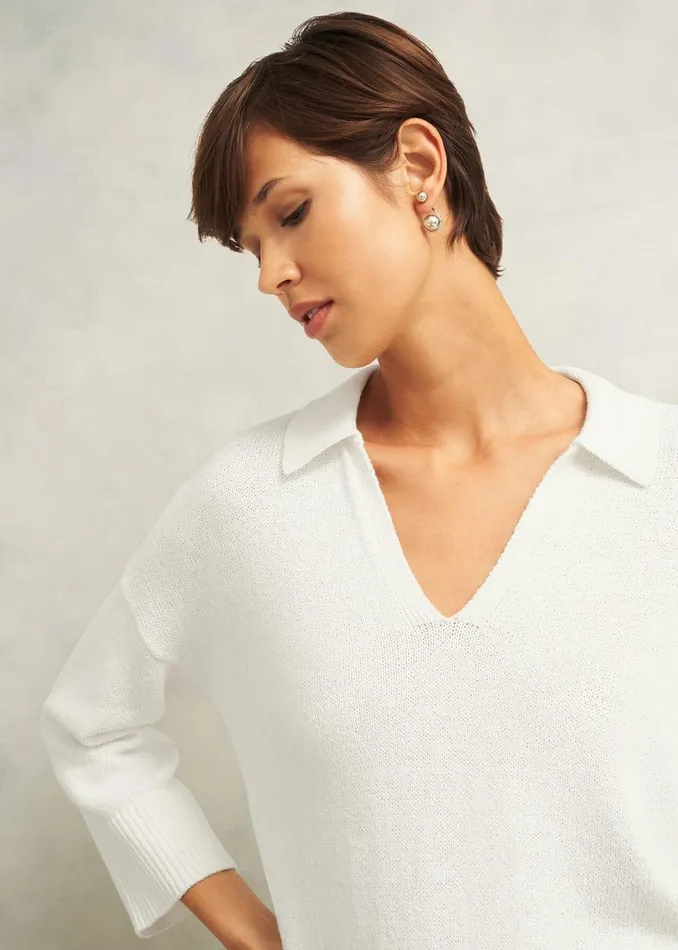 Jumpers and Cardigans Women HOBBS Madelyn Cotton Blend Jumper Warm Ivory