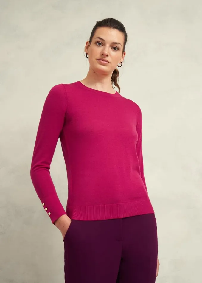 Jumpers and Cardigans Women HOBBS Penny Merino Wool Jumper Cranberry Pink