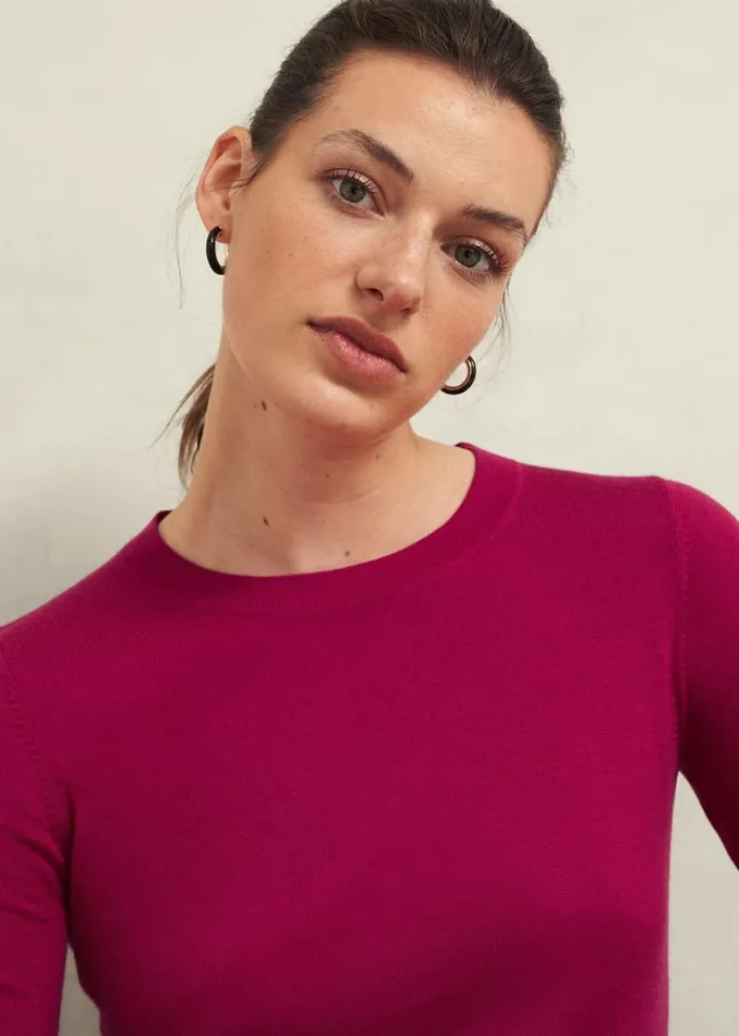 Jumpers and Cardigans Women HOBBS Penny Merino Wool Jumper Cranberry Pink