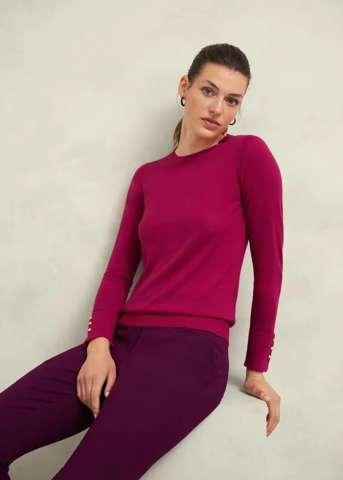 Jumpers and Cardigans Women HOBBS Penny Merino Wool Jumper Cranberry Pink