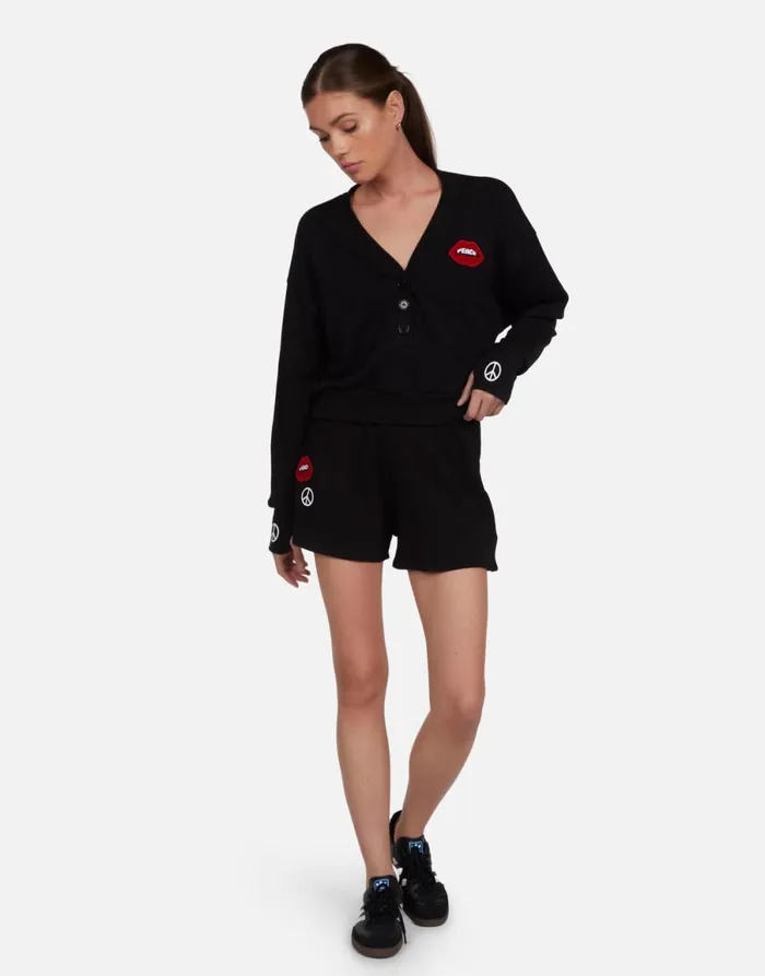 Kathryn Peace Lip Patch Black Women039s Lauren Moshi Sweaters and Knits