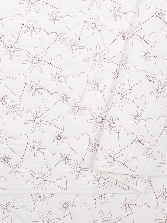 Kids Bedding Accessories Jessica Simpson Flower Heart Kids Quilt Set In White